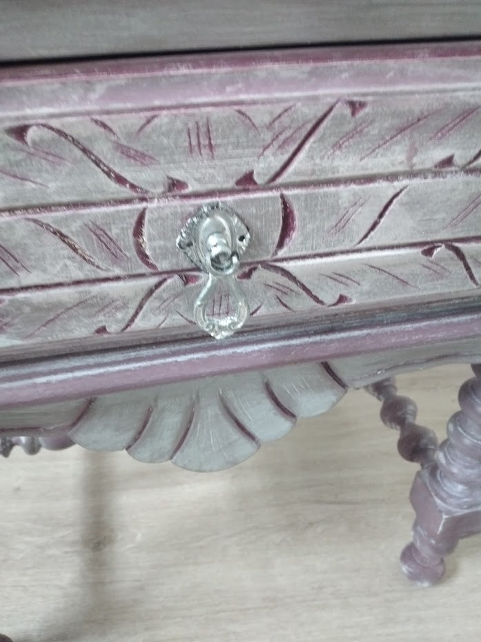 Mesa de Cabeceira Vintage Reciclada Malva