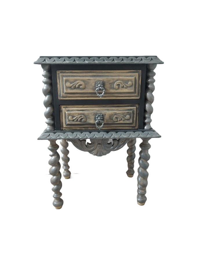 Mesa de Cabeceira Vintage Prata Estilo Colonial