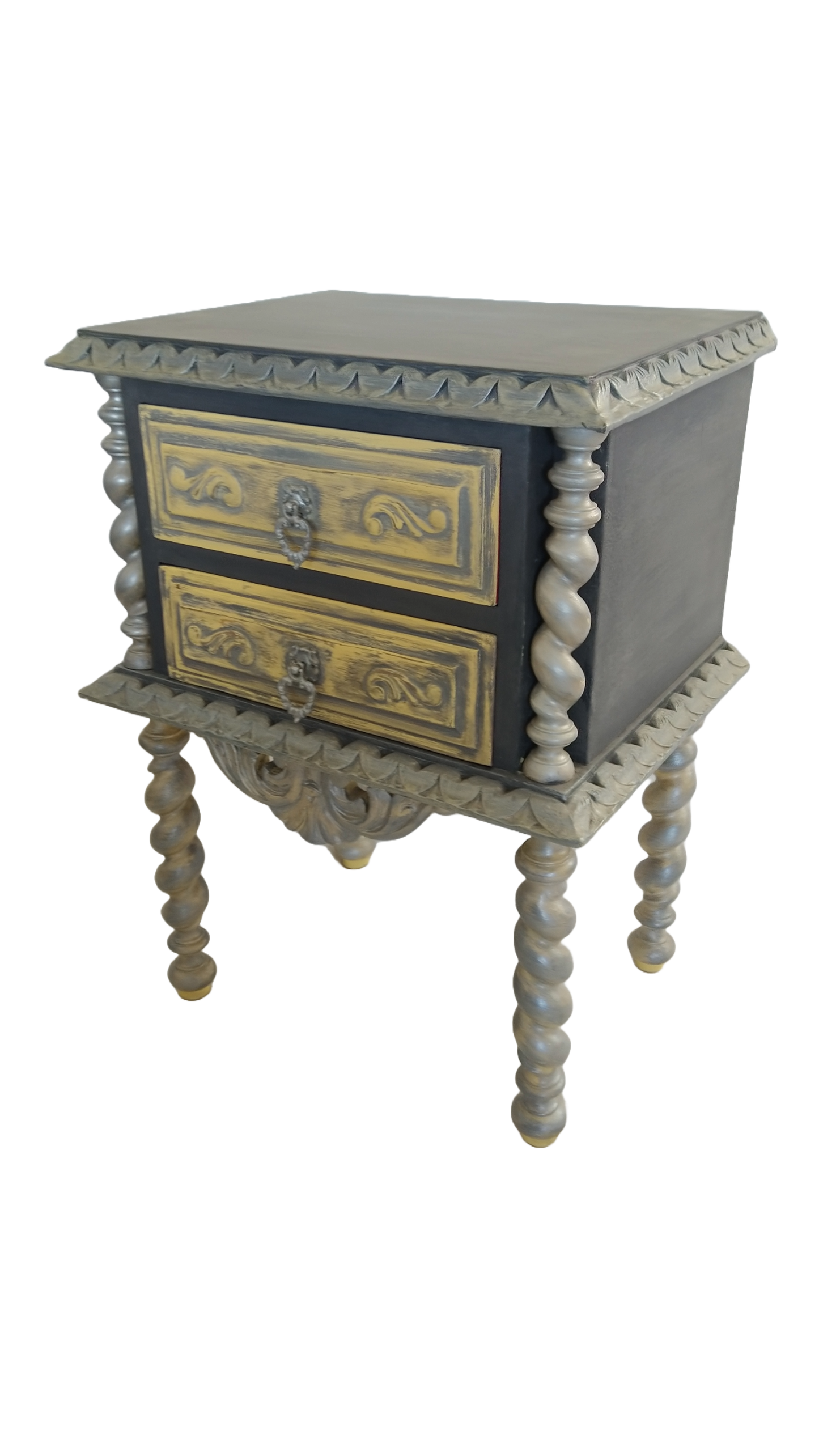 Mesa de Cabeceira Vintage Prata Estilo Colonial