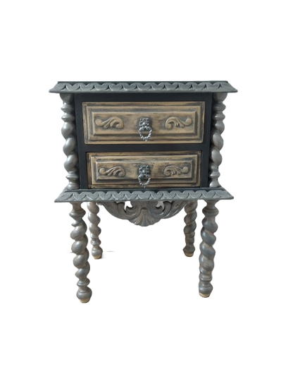 Mesa de Cabeceira Vintage Prata Estilo Colonial