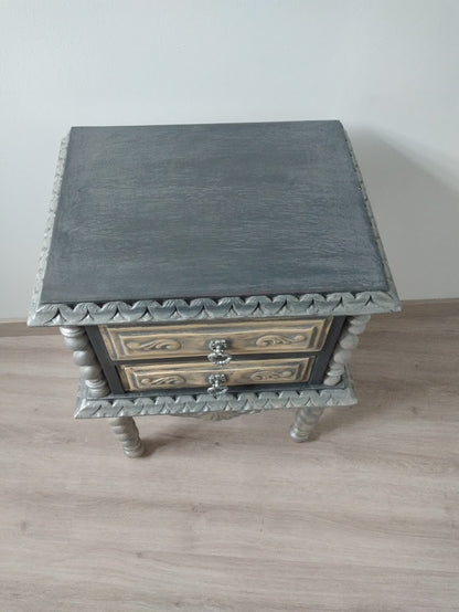 Mesa de Cabeceira Vintage Prata Estilo Colonial
