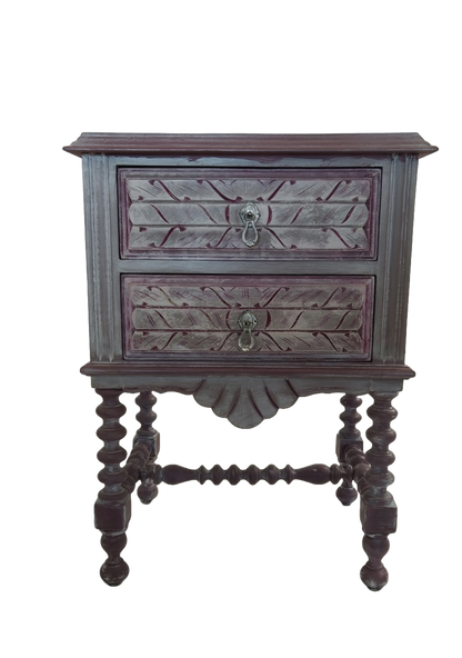 Mesa de Cabeceira Vintage Reciclada Malva